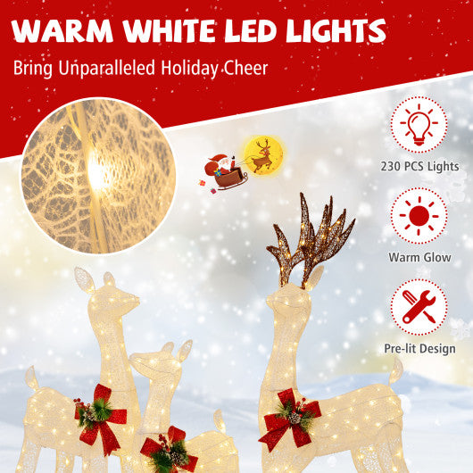 3-Piece Pre-Lit Christmas Deer Family Set