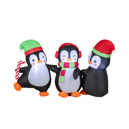 Christmas Inflatable Penguins Family with Built-in LED Lights