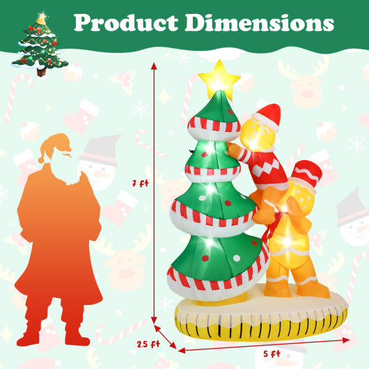 7 Feet Inflatable Christmas Tree with 7 Internal LED Lights and Built-in Fan