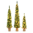 Set of 3 Potted Artificial Christmas Tree with Silver Metal Buckets