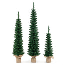Set of 3 Potted Artificial Christmas Tree with Silver Metal Buckets