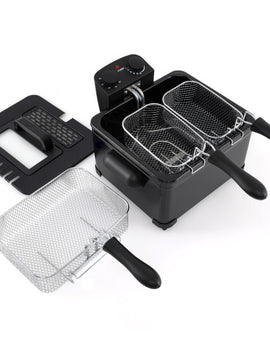 Electric Deep Fryer 5.3QT/21-Cup Stainless Steel 1700W with Triple Basket