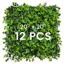 12 Pieces 20 x 20 Inch Artificial Boxwood Wall Panels with Insertable Branches