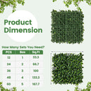 12 Pieces 20 x 20 Inch Artificial Boxwood Wall Panels with Insertable Branches