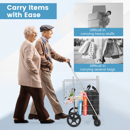 Heavy Duty Folding Utility Shopping Double Cart
