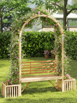 Garden Bench Arbor Arch Wooden Garden Arbor for Climbing Plants