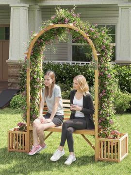 Garden Bench Arbor Arch Wooden Garden Arbor for Climbing Plants