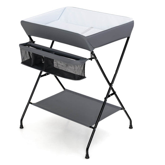 Baby Diaper Changing Table Foldable With Storage In Gray