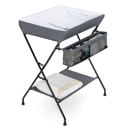 Baby Diaper Changing Table Foldable With Storage In Gray