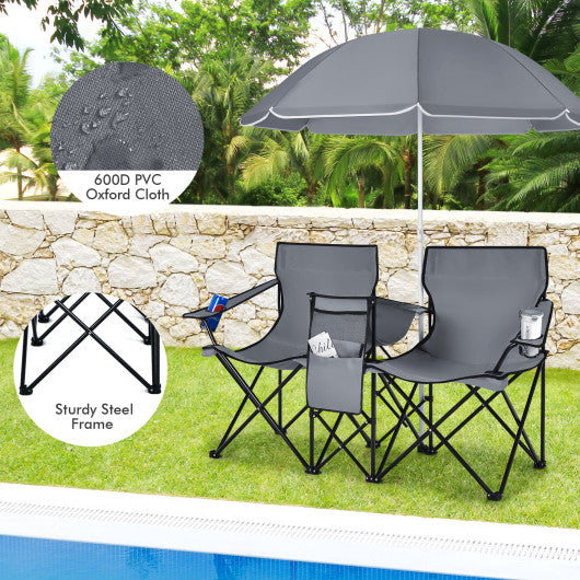 Portable Folding Camping Canopy Chairs with Cup Holder