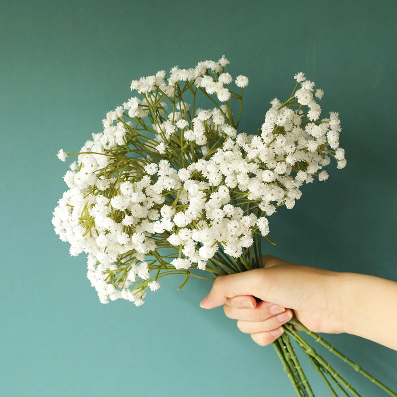 5 Pcs Simulation Gypsophila Fake Flowers Real Touch Latex Artificial Flowers for Wedding Bouquet Home Garden Decoration Floral