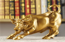 Vilead Resin Gold Wall Street Bull OX Statue Ornament Office Desk Decorative Living Room Interior Home Decoration Accessories