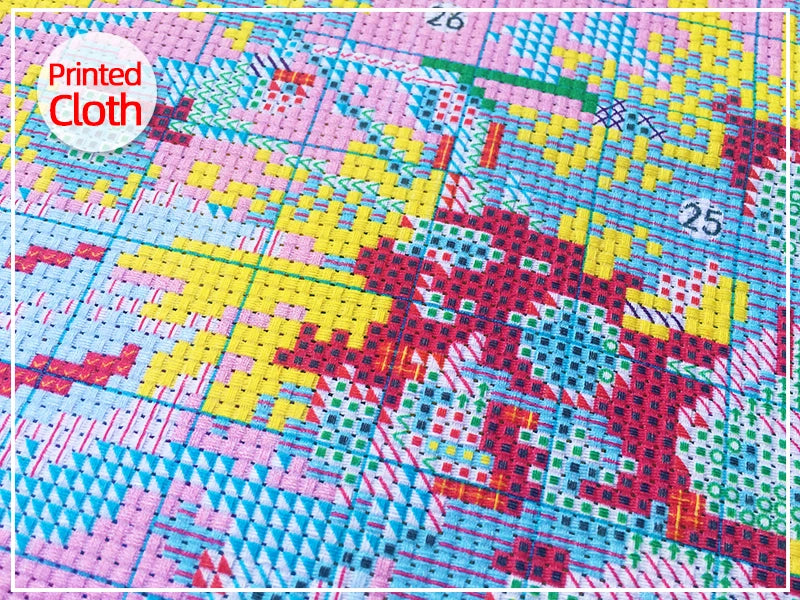 Cat and Persimmons Printed Canvas Cross Stitch Kit 11CT Cotton Embroidery Needlework for Home Decoration