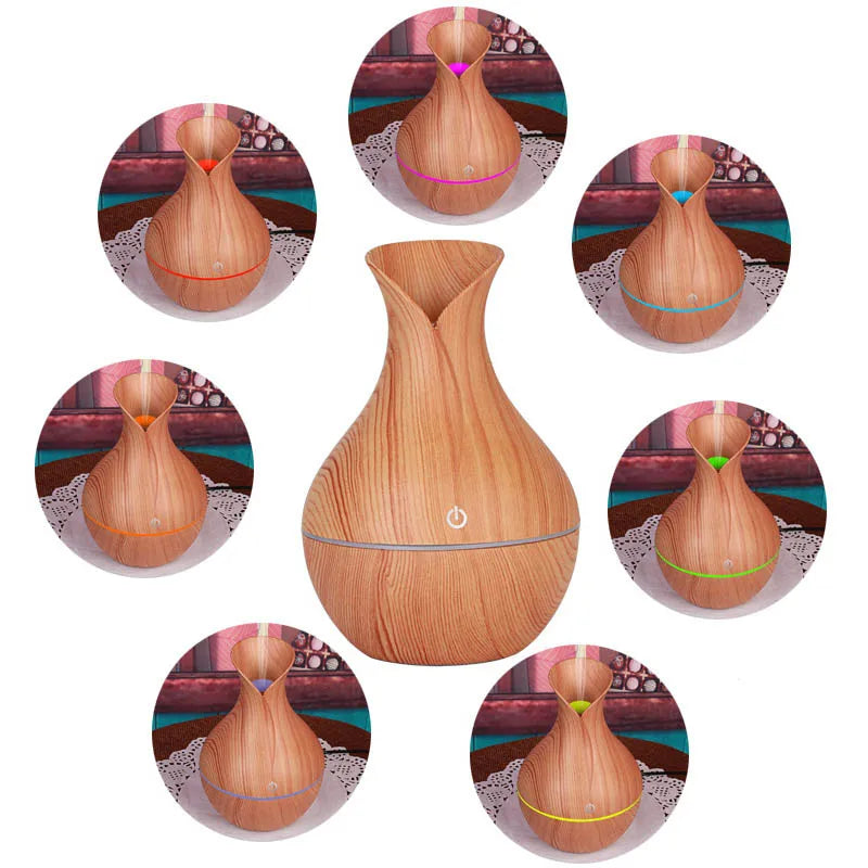 USB Electric Aroma Air Humidifier Wood Ultrasonic Air Humidifier Essential Oil Aromatherapy Cool Mist Maker For Home Office