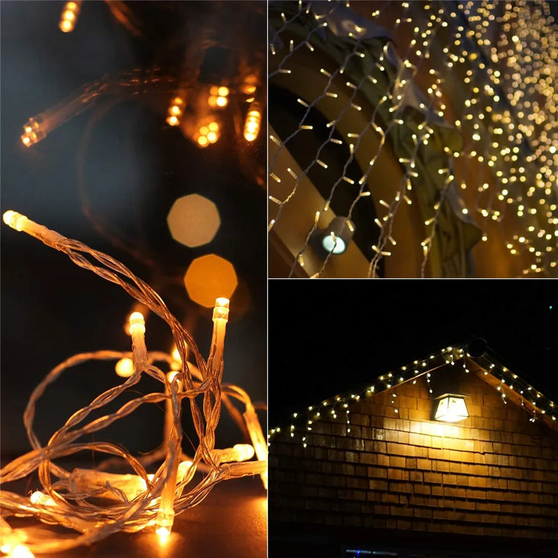 Christmas Decorations For Home Outdoor LED Curtain Icicle String Light Street Garland On The House Winter 220V 5m Droop 0.6-0.8m