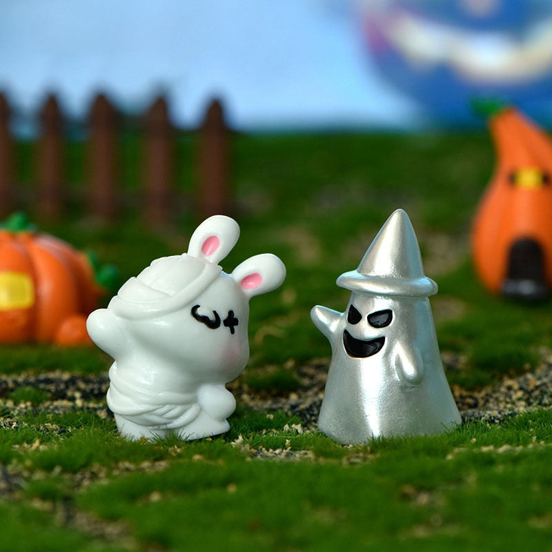1 Piece Miniature Halloween Figurines Mini Halloween Ghost Pumpkin Fairy Figurines Home Decoration Festival DIY Resin Craft