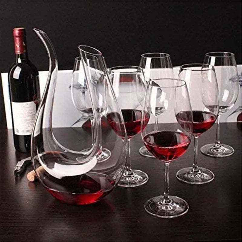 1500ml U Shape Wine Decanter Clear Leadfree Crystal Glass Hand Blown Red Wine Carafe Whiskey Decanter Home Wedding Bar Accessory