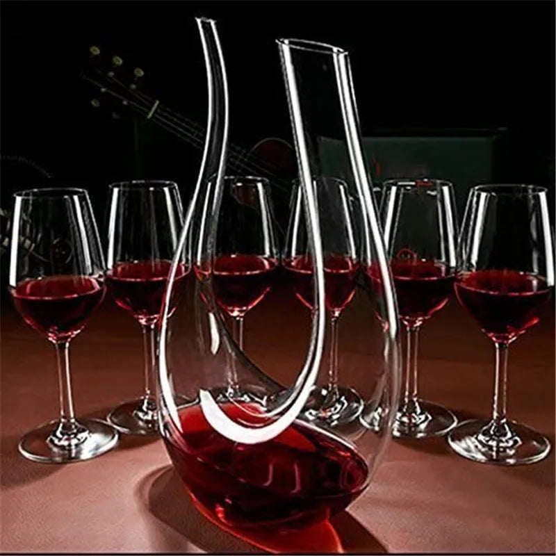 1500ml U Shape Wine Decanter Clear Leadfree Crystal Glass Hand Blown Red Wine Carafe Whiskey Decanter Home Wedding Bar Accessory