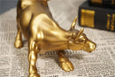 Vilead Resin Gold Wall Street Bull OX Statue Ornament Office Desk Decorative Living Room Interior Home Decoration Accessories