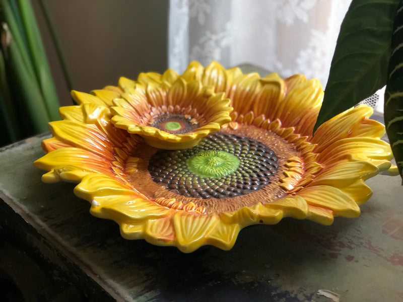 Hand painted three-dimensional sunflower coffee cup plate candy plate vase ceramic home storage decoration