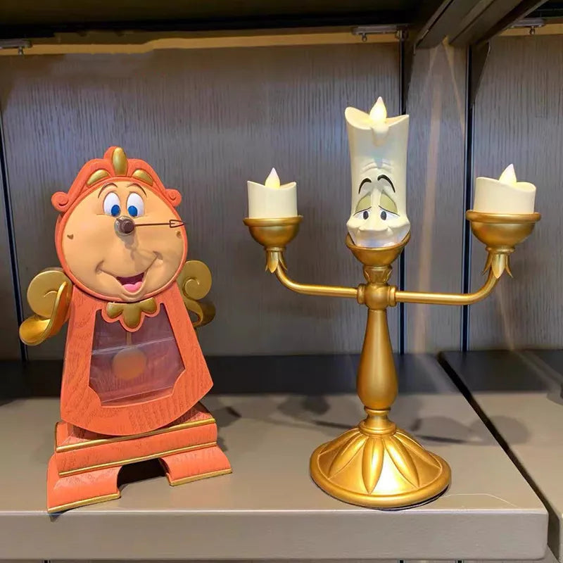 2 Styles Beauty and the Beast Cogsworth Lumiere Action Figure Dolls Toys Clock Candlestick Collection Model Decoration Gift Girl