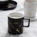 Luxury Nordic Marble Ceramic Coffee Cups And Saucer With Spoon Set For Tea Milk