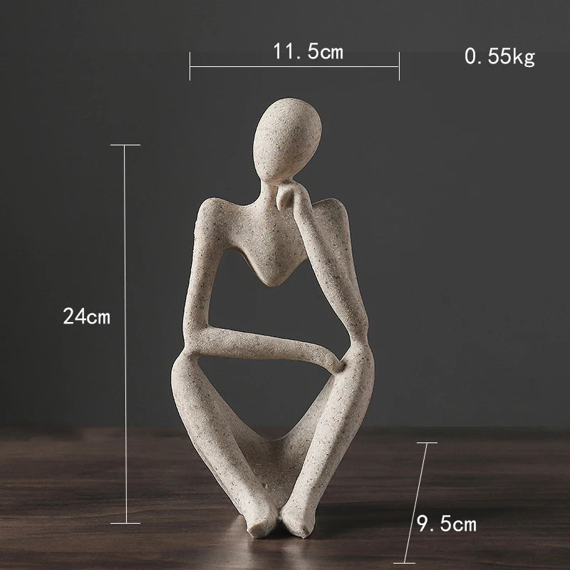 Nordic Abstract Woman Sculpture – Vilead Resin Thinker Figurine for Modern Home Decoration