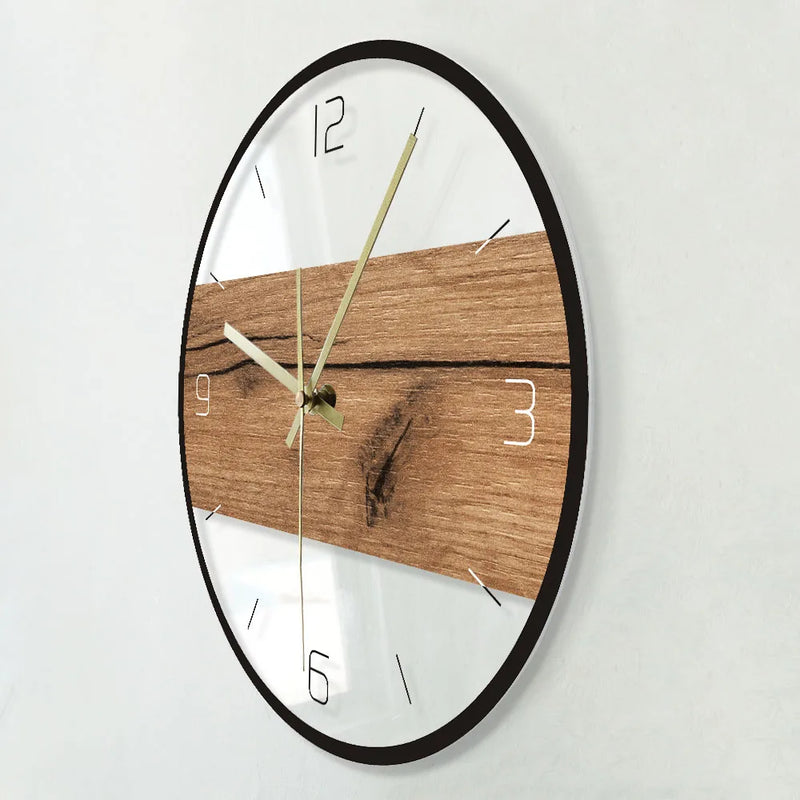 Rustic Wood Cabin Country Style Art Old Wood Pattern Texture Acrylic Printed Wall Clock Silent Clock Wall Home Indoor Decor Saat