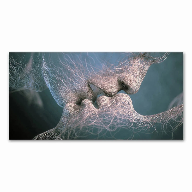 Abstract Black Couple Kiss Canvas Poster – Wall Art for Bedroom, Living Room & Office