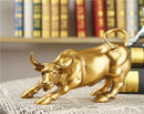 Vilead Resin Gold Wall Street Bull OX Statue Ornament Office Desk Decorative Living Room Interior Home Decoration Accessories