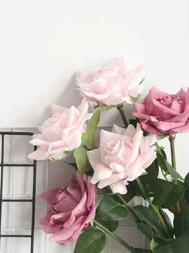 Artificial Flowers Rose in Silk 5pcs/lot 12cm with Real Touch for Home Décor Wedding Bouquet Party