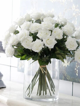 25pcs/Lot New Artificial Flowers Rose Peony Floral Home Decoration Wedding Bridal Bouquet High Quality 9 Colors Christmas Props