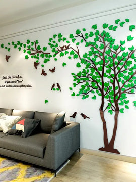 3D Tree Acrylic Mirror Wall Sticker Decals DIY Art TV Background Wall Poster Home Decoration Bedroom Living Room Wallstickers