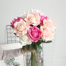 Artificial Flowers Rose in Silk 5pcs/lot 12cm with Real Touch for Home Décor Wedding Bouquet Party
