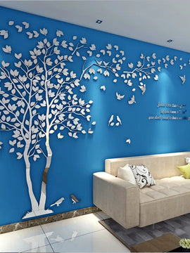 3D Tree Acrylic Mirror Wall Sticker Decals DIY Art TV Background Wall Poster Home Decoration Bedroom Living Room Wallstickers