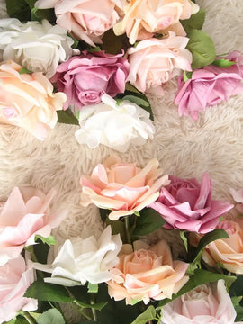 Artificial Flowers Rose in Silk 5pcs/lot 12cm with Real Touch for Home Décor Wedding Bouquet Party