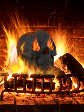 Halloween Fire Pit Skull Halloween Decoration-Beige