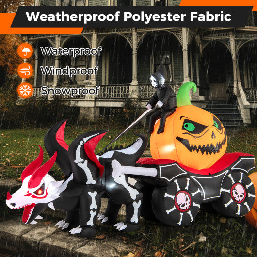 10.2 Feet Long Halloween Inflatable Carriage with Pumpkin and 2 Ghosts