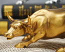Vilead Resin Gold Wall Street Bull OX Statue Ornament Office Desk Decorative Living Room Interior Home Decoration Accessories