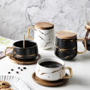 Luxury Nordic Marble Ceramic Coffee Cups And Saucer With Spoon Set For Tea Milk