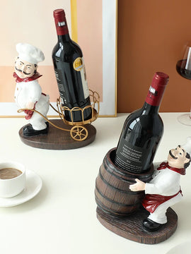 Wine Bottle Holder Of Vertical Chef In Resin For Bar Dining Table Living Room Decorations