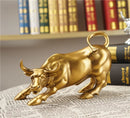 Vilead Resin Gold Wall Street Bull OX Statue Ornament Office Desk Decorative Living Room Interior Home Decoration Accessories