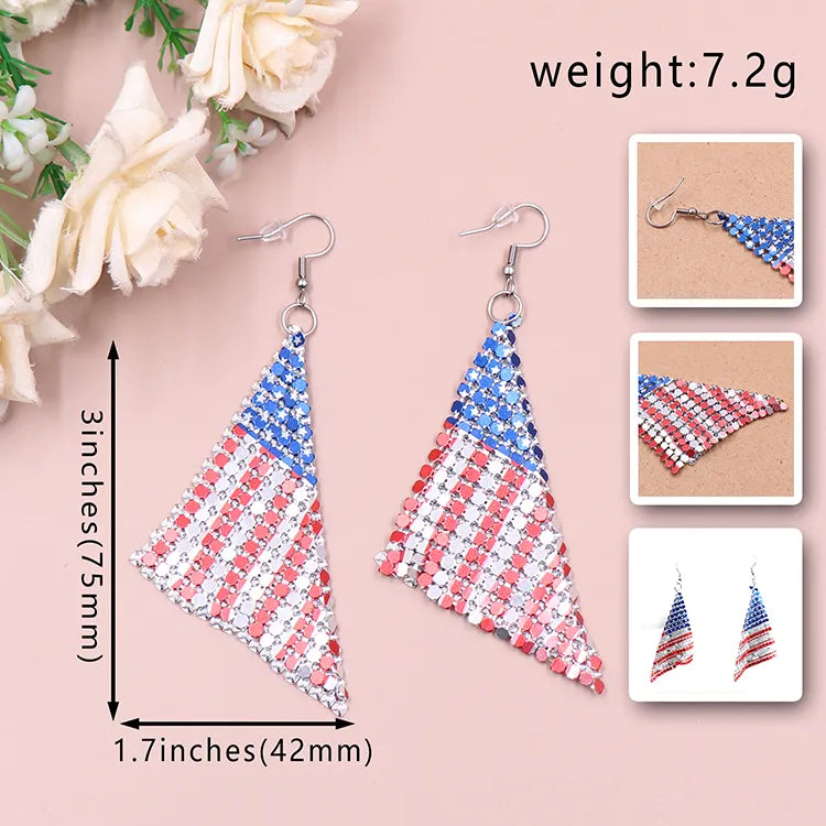 4th of July Independence Day Flag Earrings Aluminum Sheet Stainless Steel Hoop Durable UV Printed Jewelry for women