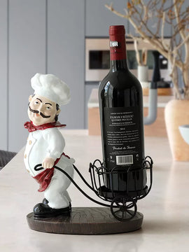 Wine Bottle Holder Of Vertical Chef In Resin For Bar Dining Table Living Room Decorations