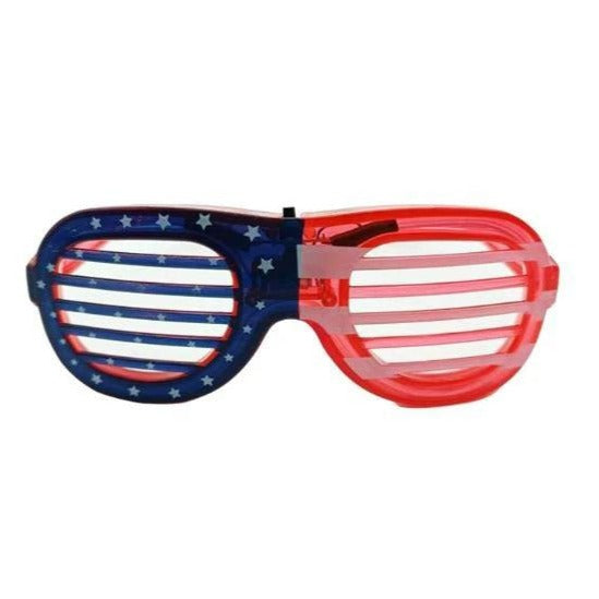 4th of July Party American Flag Independence Day LED Glasses USA Patriotic Light Up Shutter Shades Glasses Red White and Blue