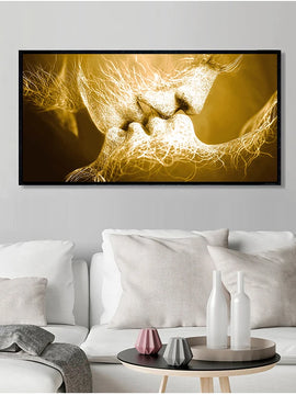 Black Love Abstract Kiss Canvas Modern Couple Wall Art for Living Room, Bedroom & Office Decor