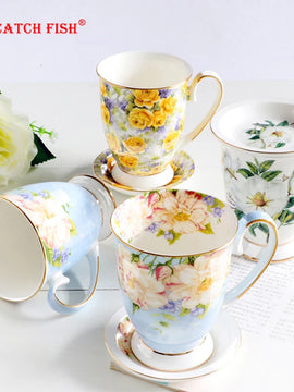 Luxury British Style Coffee Cup – High Quality Ivory Porcelain Ceramic Mug for Afternoon Tea and Office