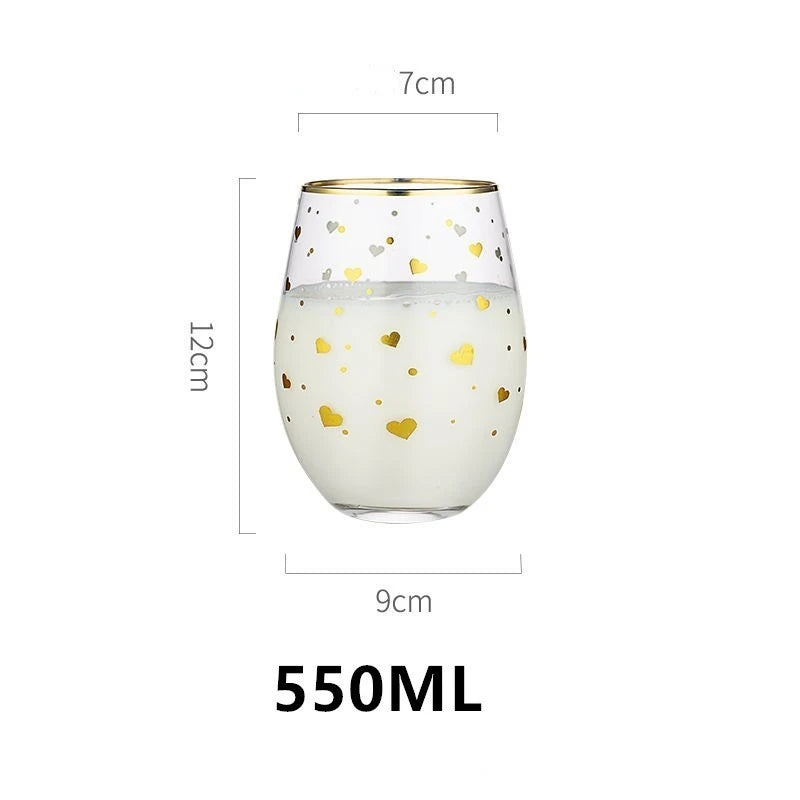 Glass Cup Egg-shaped Glass Water Cup Moon Star Snowflake Creative Ice Coffee Coke Cup Milk Juice Cup Transparent Mugs