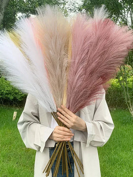 5pcs 100cm Artificial Pampas Grass Dried Reed Flowers Bouquet Wedding Party Decoration Home Room DIY Fake Plant Decor Supplies