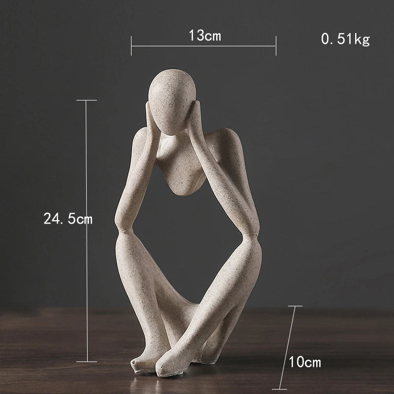 Nordic Abstract Woman Sculpture – Vilead Resin Thinker Figurine for Modern Home Decoration